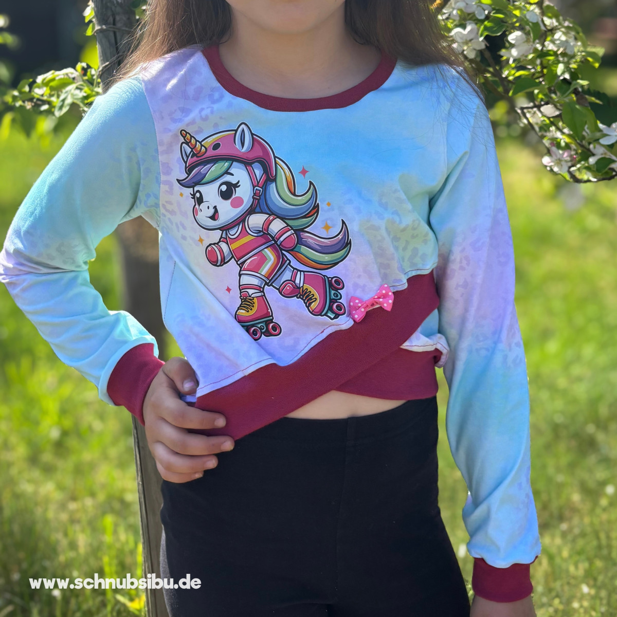 Bügelbild Einhorn auf Rollschuhen